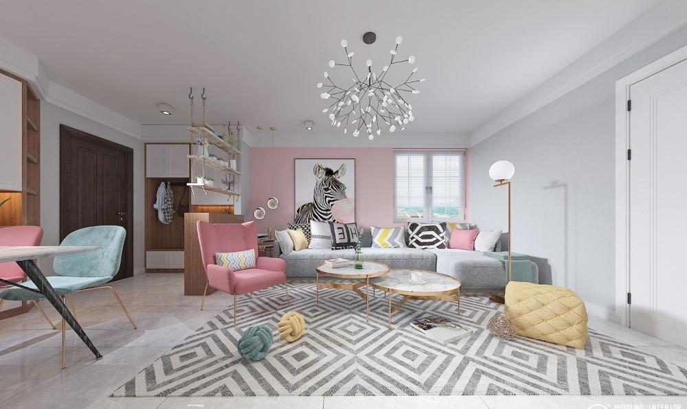 北欧轻奢打造童话梦境,生活阳台与洗烘一体机巧妙结合-2