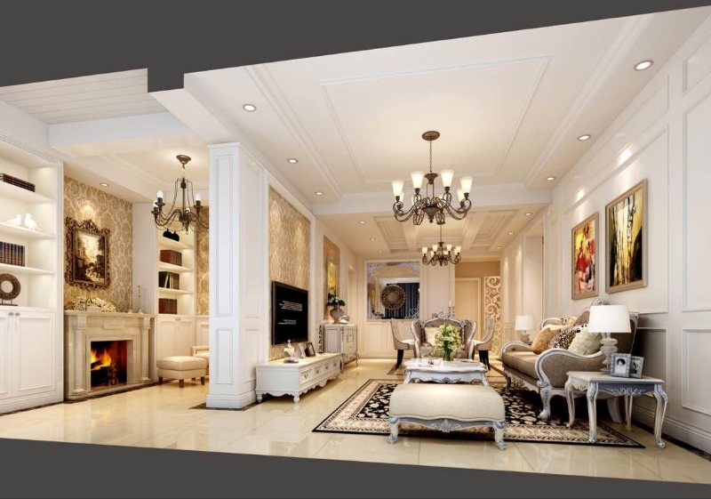 浦江华侨城120平三居室美式风格装修-2