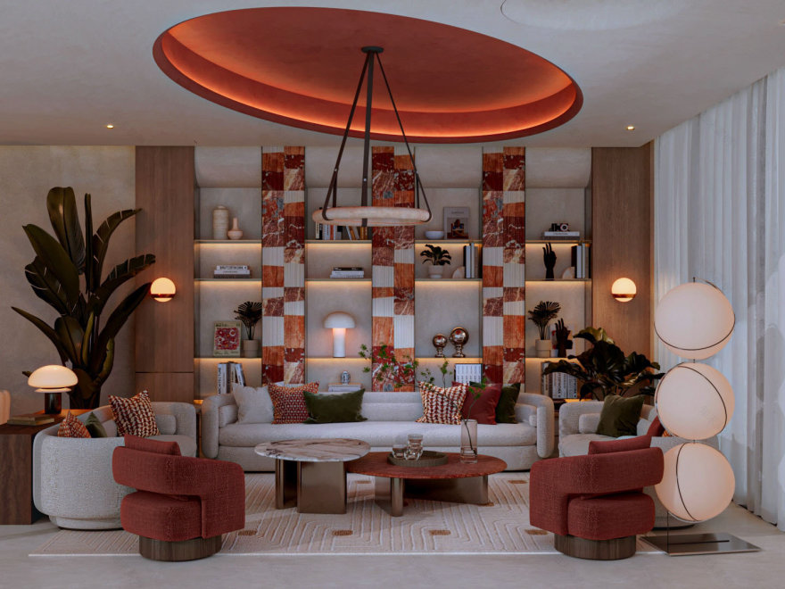 现代住宅起居与餐厅空间设计丨沙特阿拉伯-3