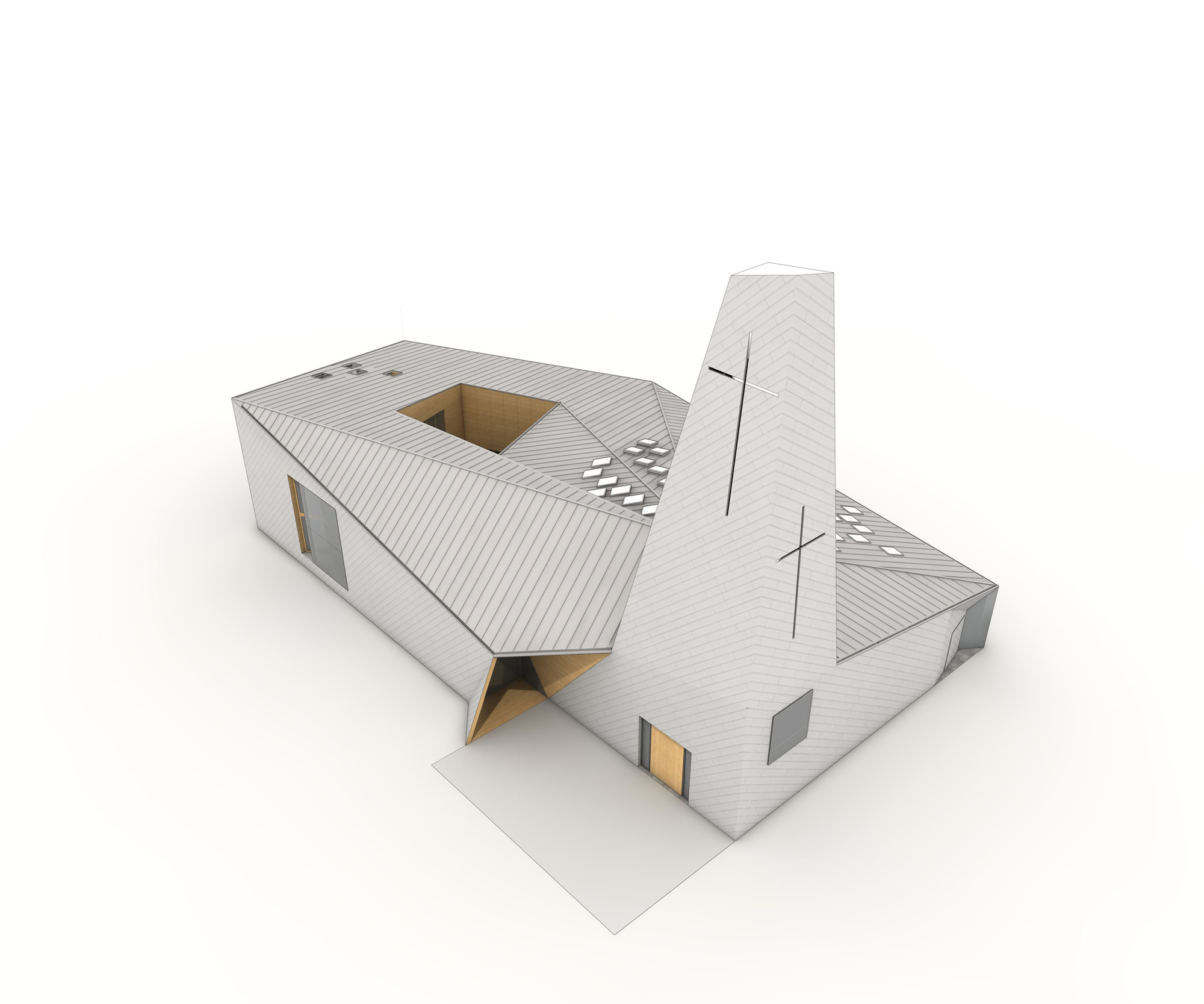 折叠 zinc 外壳中的宁静圣所——法国 Ensemble Pastoral Catholique 教堂设计-57