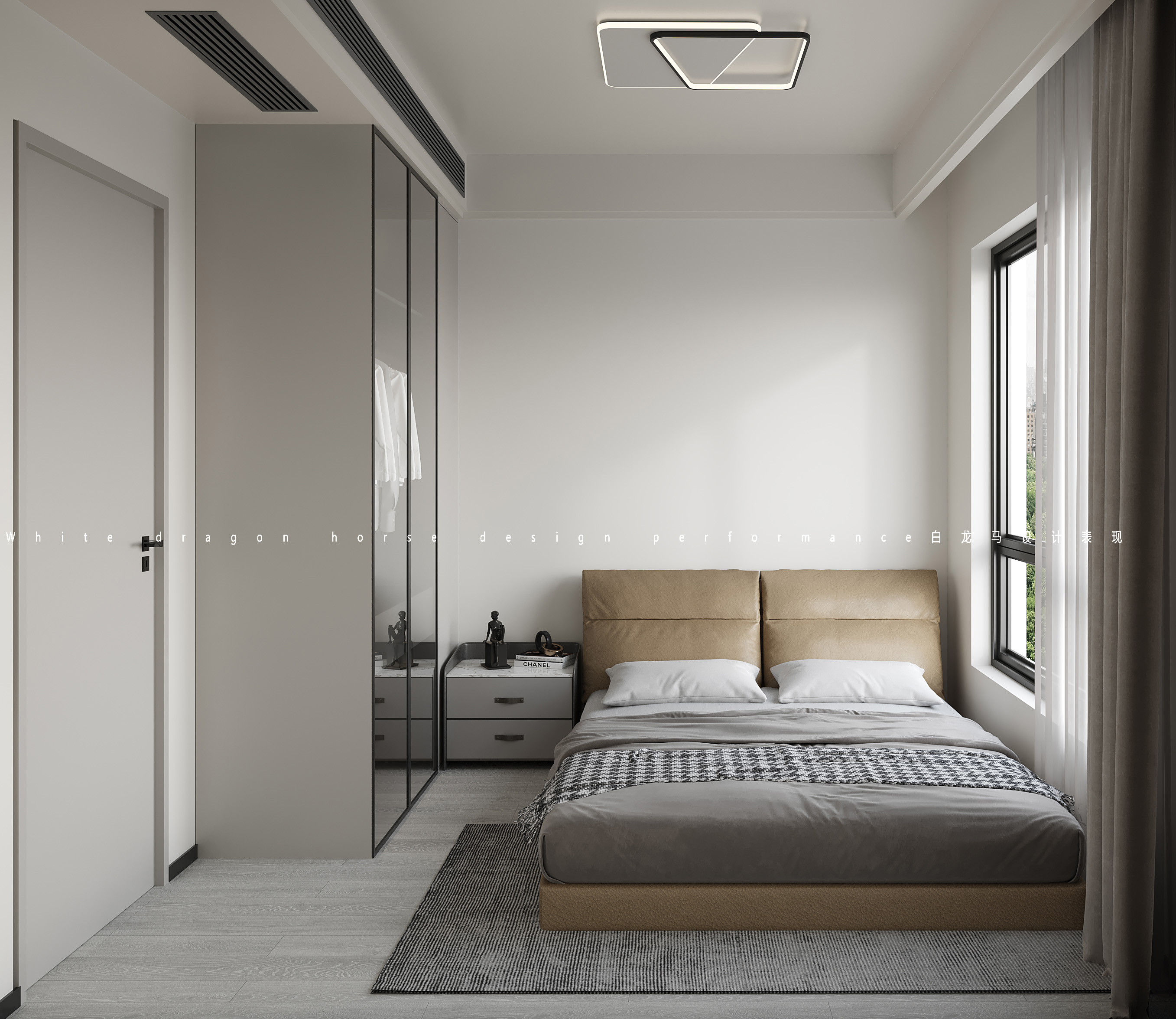 平层黑白灰案例——白龙马效果图-4