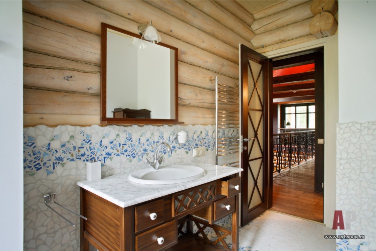 带圆形露台的木结构房屋室内设计-45