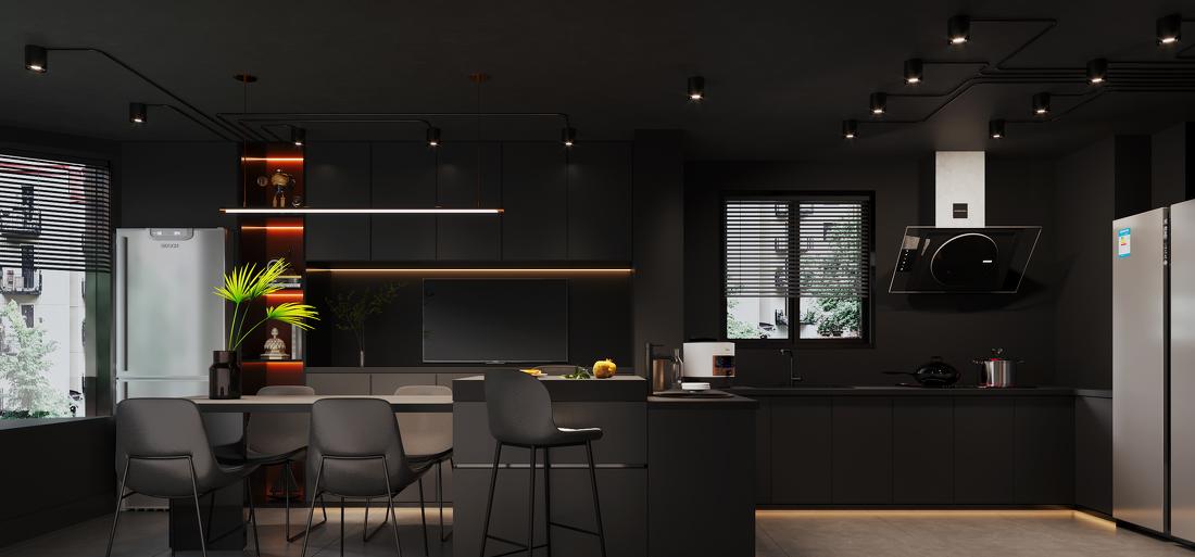 76㎡纯黑现代工业风住宅设计-2