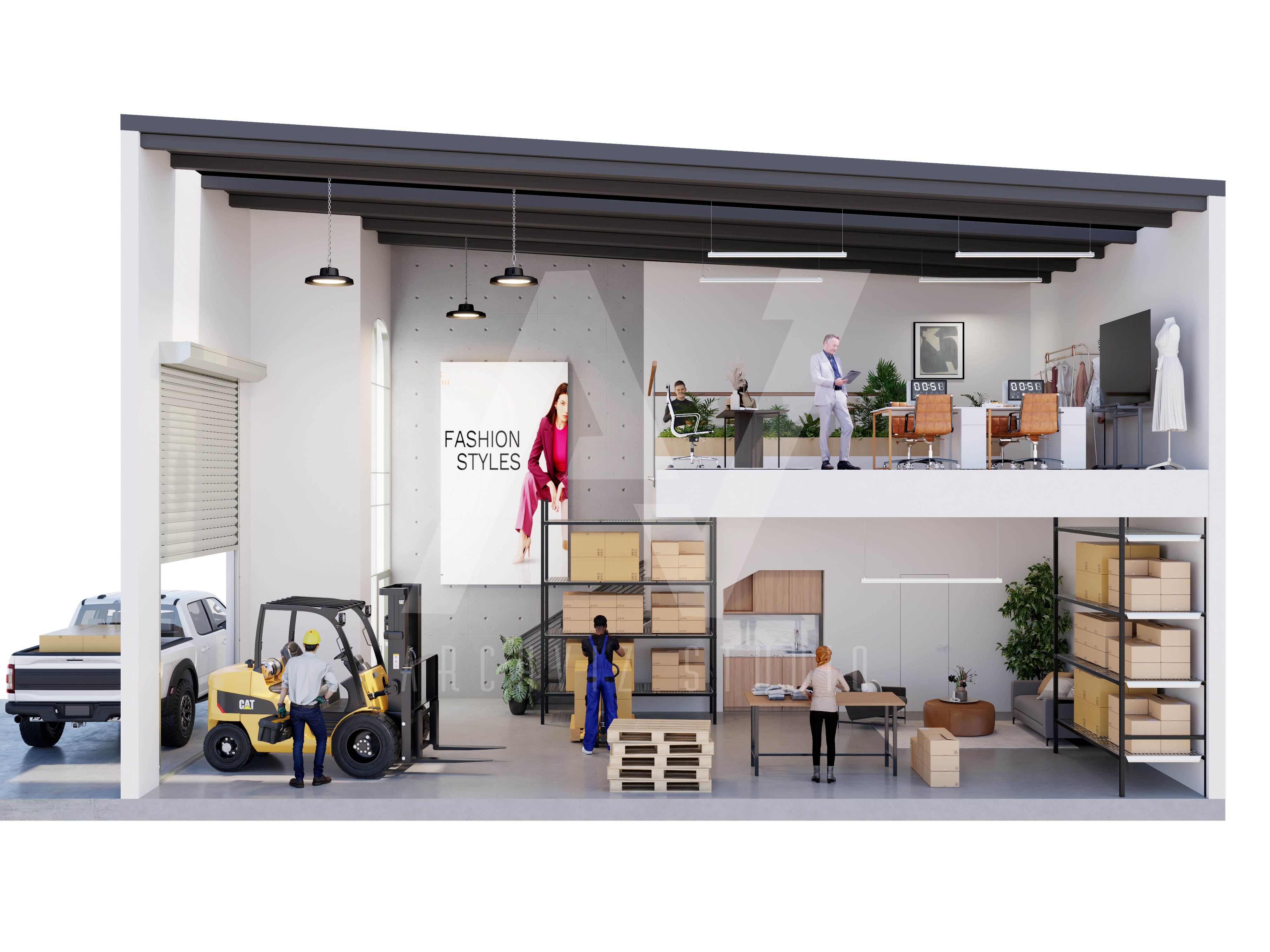 Industrial Complex | 3D Sectional Plans-36