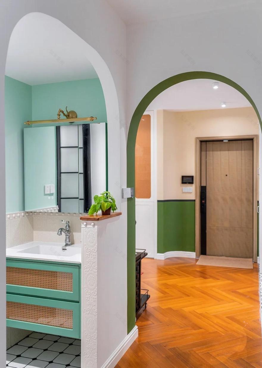 南洋复古,客餐厨一体+隐形晾晒,整洁翻倍-54