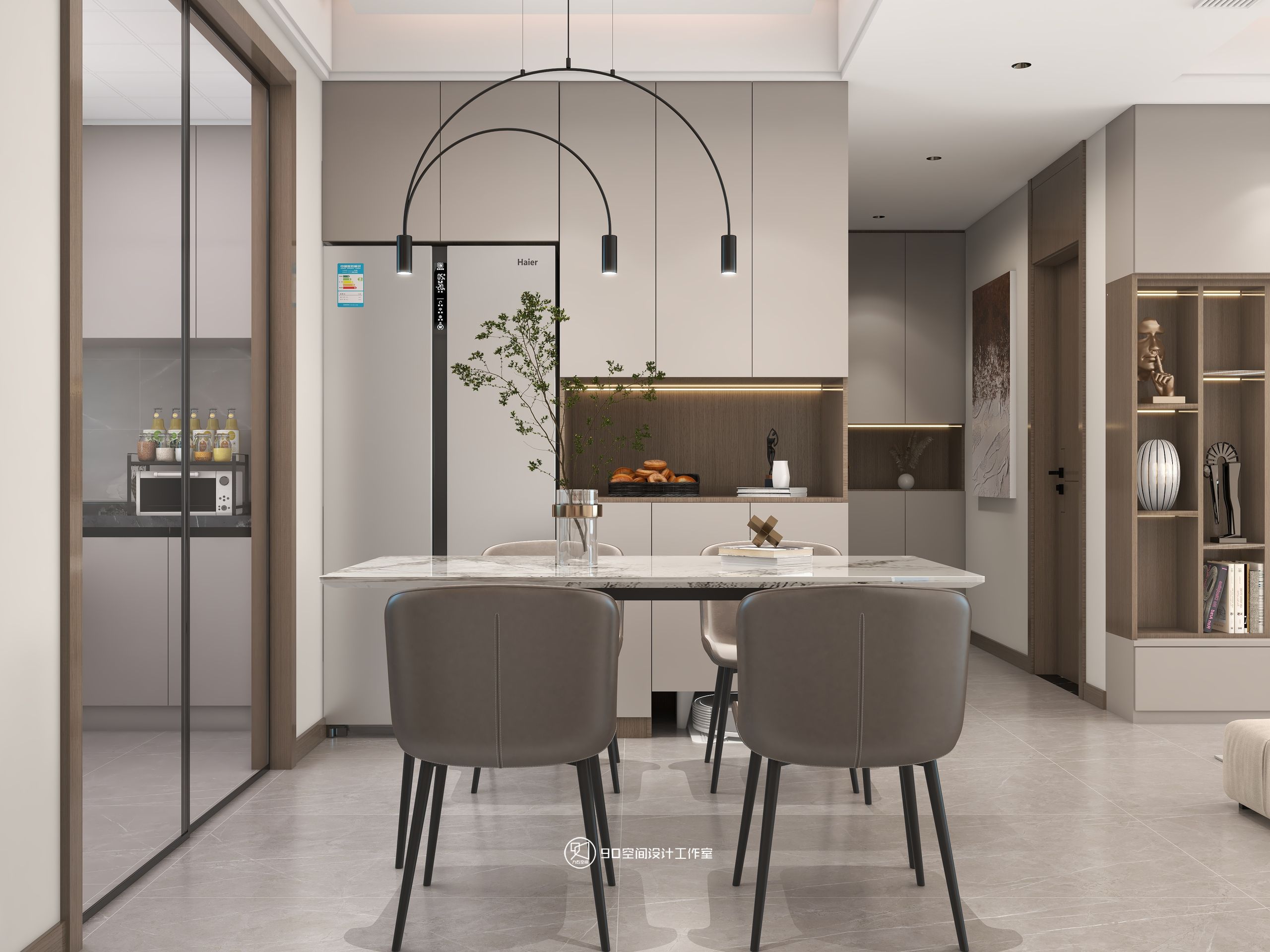 蒲公英现代风格住宅设计丨90 空间设计-11