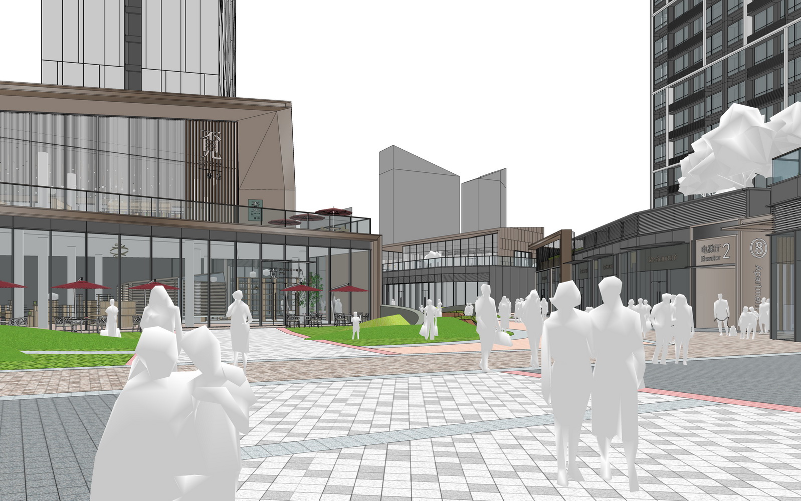 万科里现代商业街SU模型-5