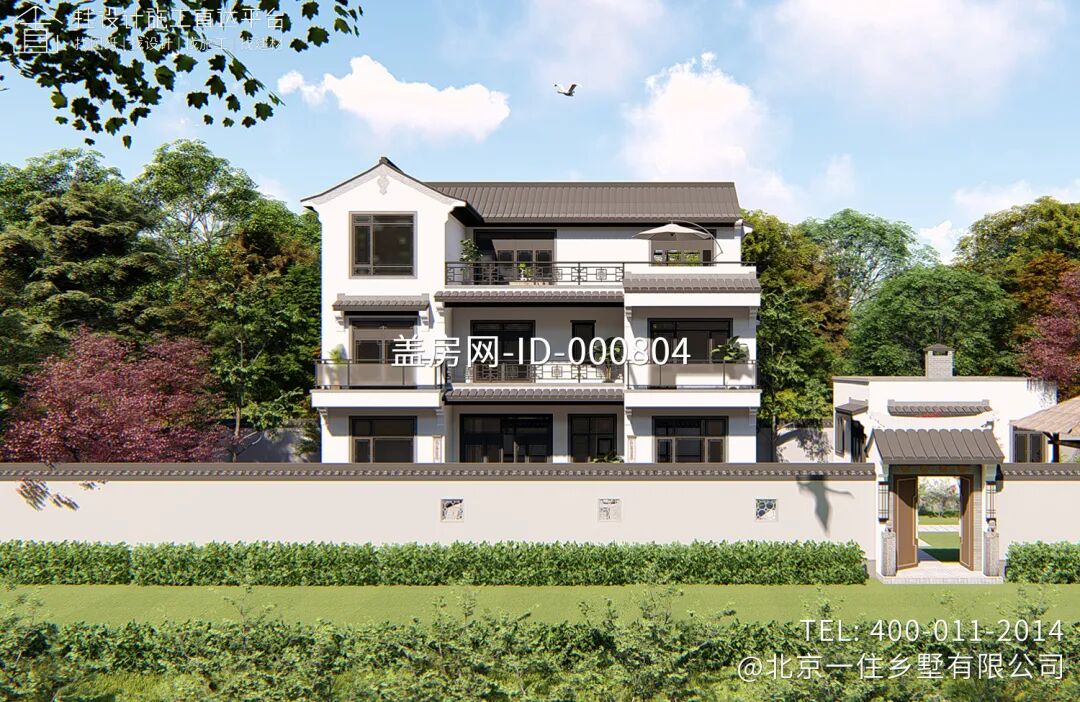 【设计师案例】土建参考造价95万，面宽14.4m×进深10.9m湖北宜昌三层新中式别墅-31