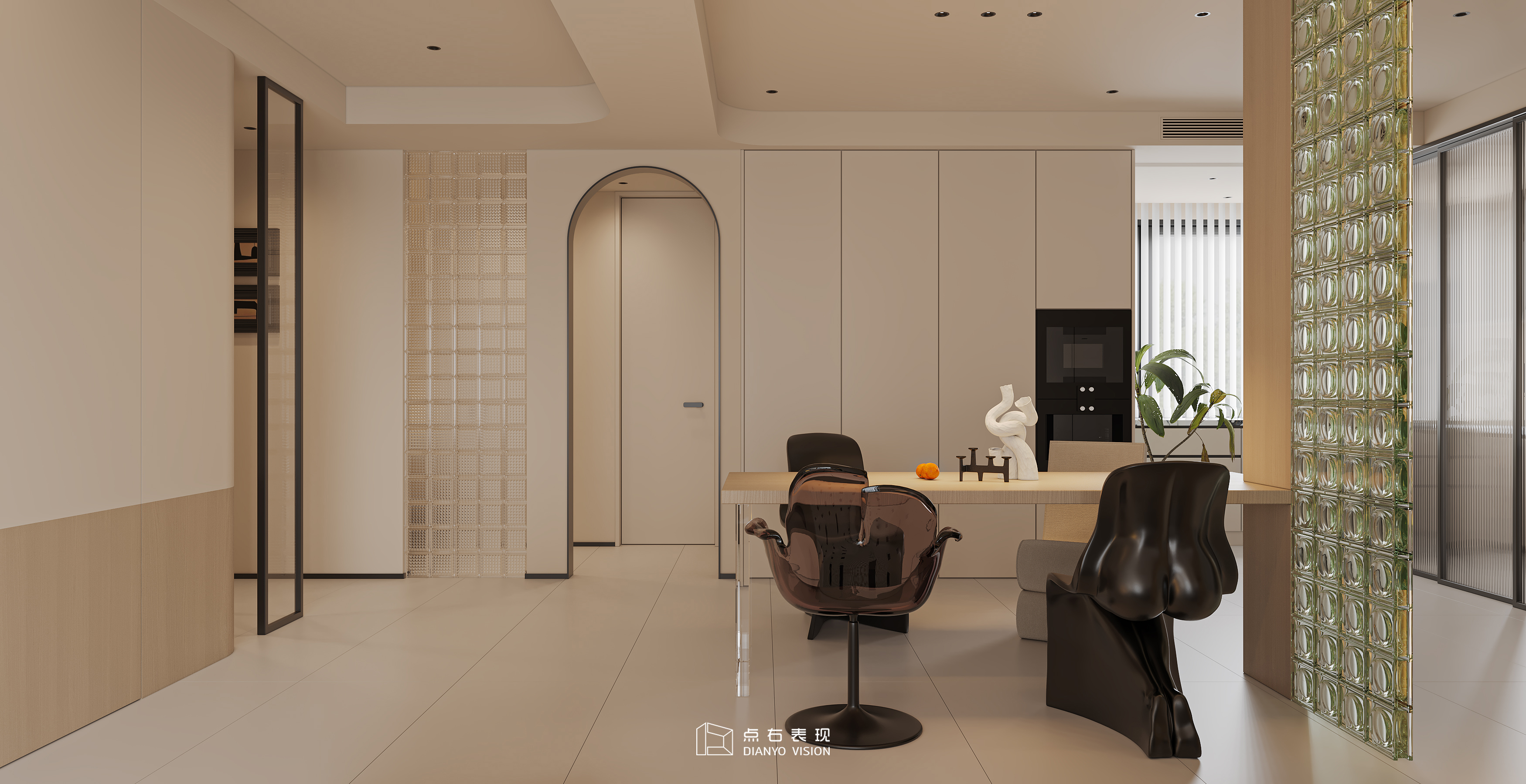 现代奶油风室内设计丨点右效果图表现-6