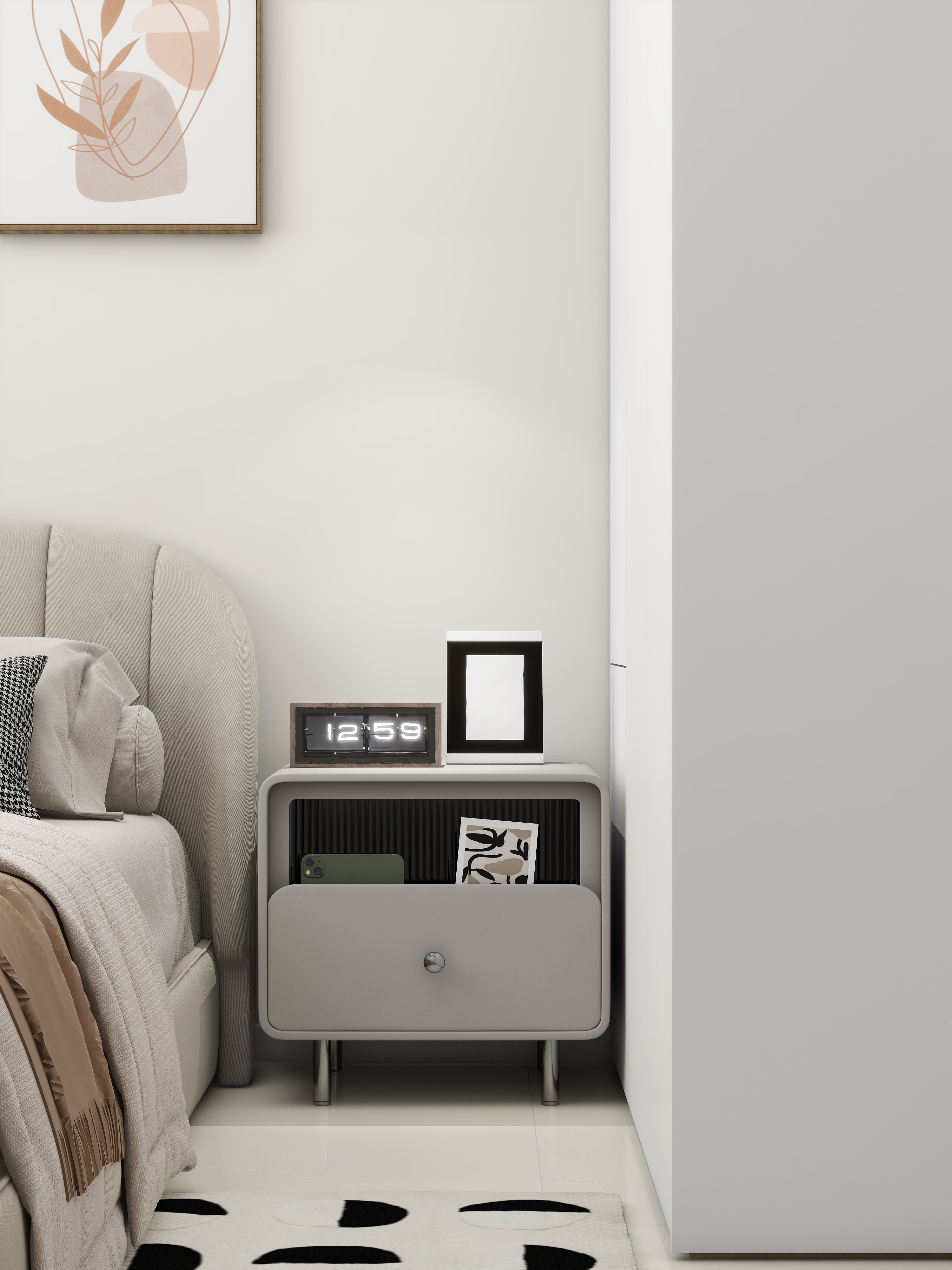 90㎡治愈系奶油风丨90空间设计-31