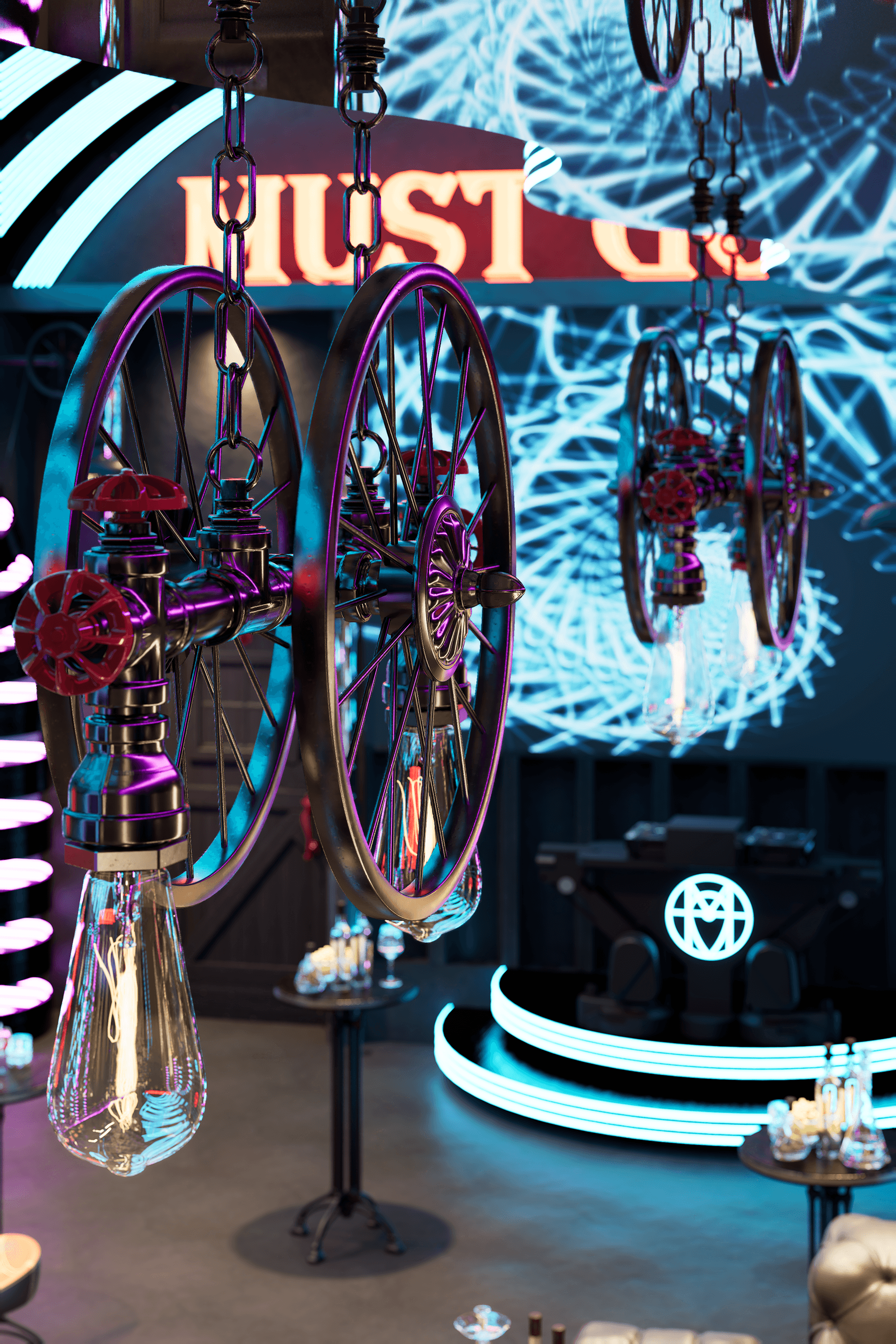 Futuristic Bar Interior | 3D Visualization-3