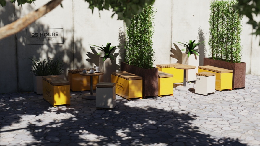 BROK 户外长椅和花盆-22