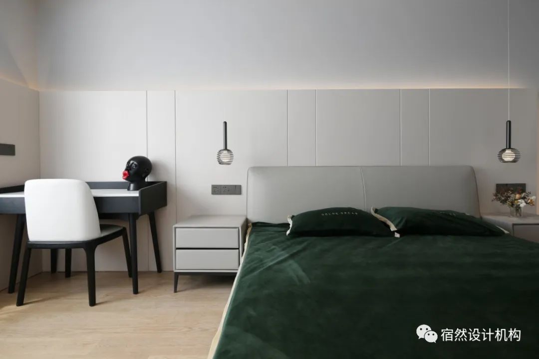 南昌 125㎡现代简约家居,黑白灰中融入绿色与橙色-73