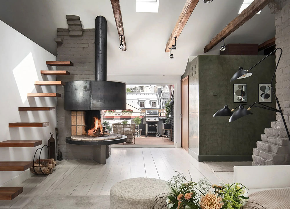 百年砖墙的现代阁楼公寓-14