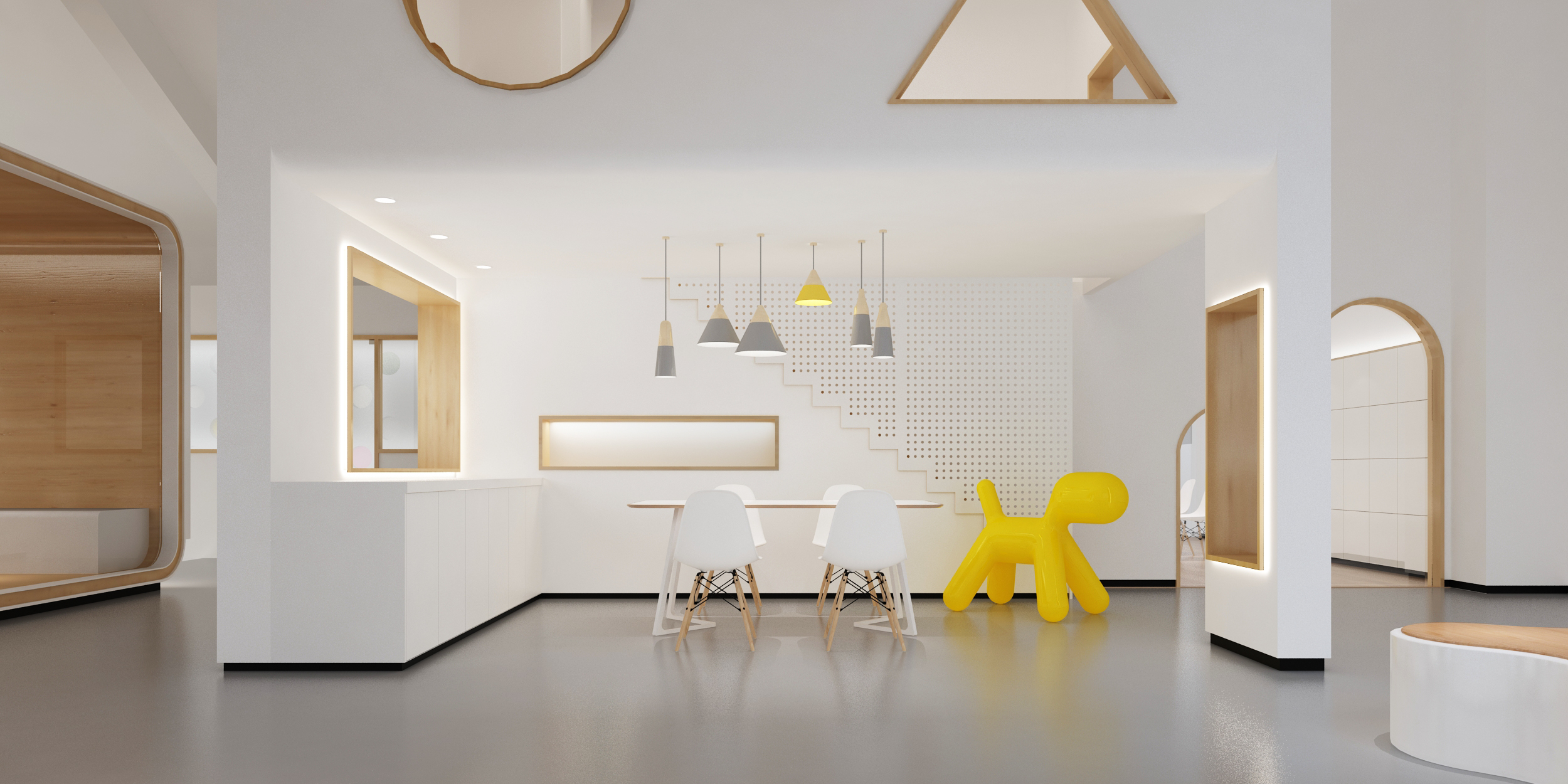 童画美术教育空间,极简点线面的友好设计-7