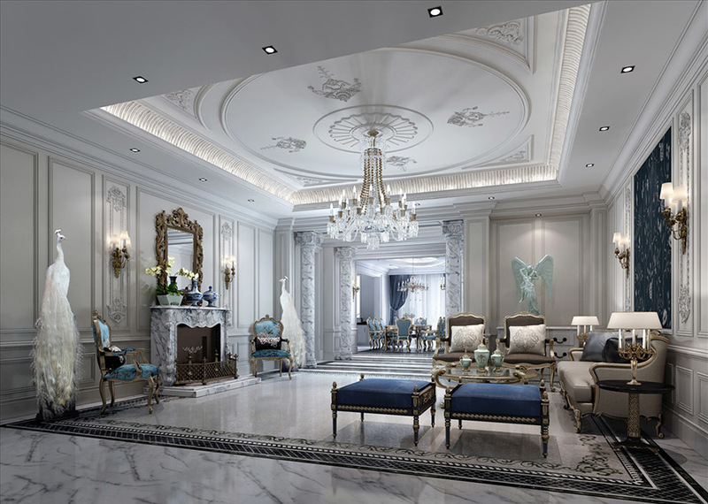 别墅欧式风格室内装修设计案例效果图2-11