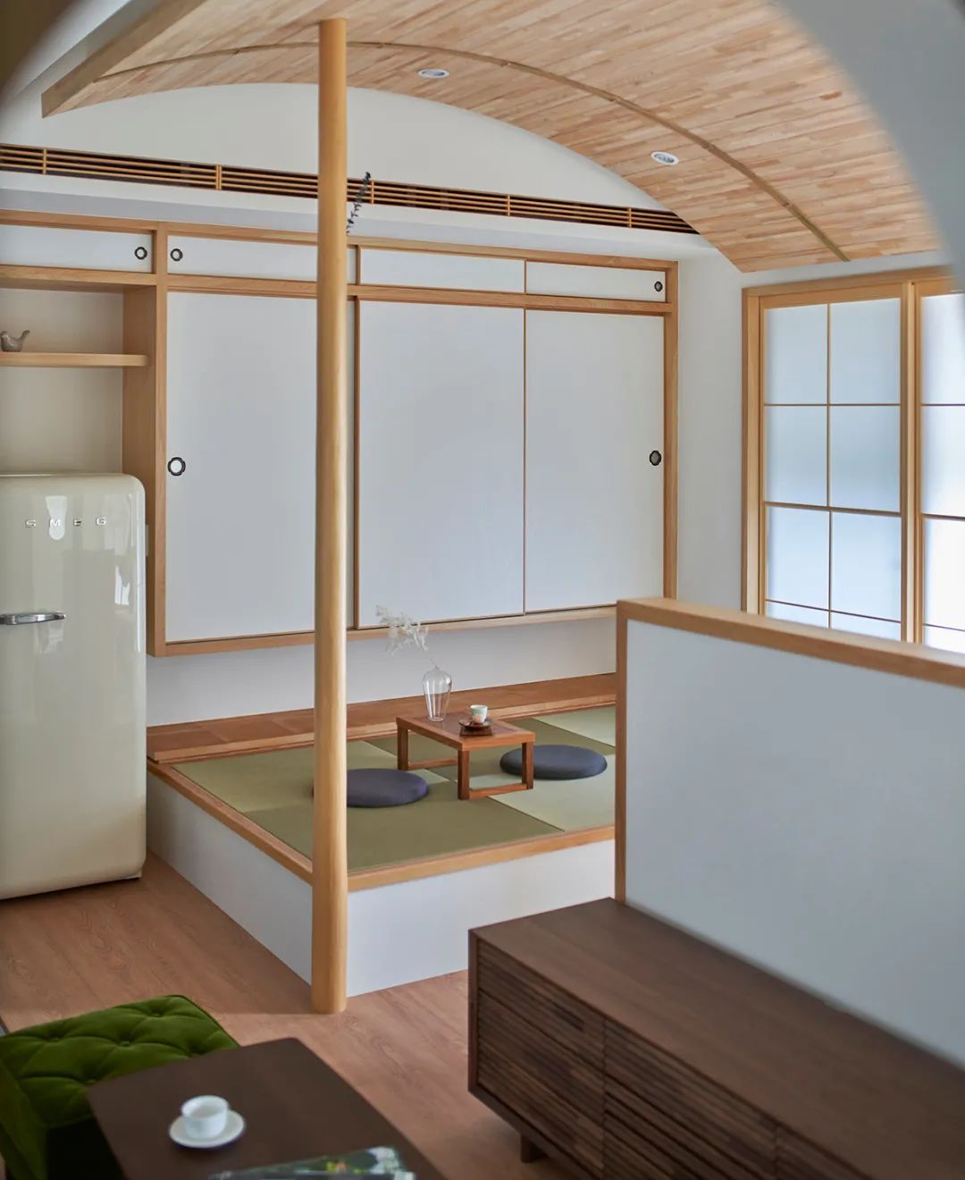 39㎡和风小宅，两室两厅弧形顶面，这设计太强了！-14