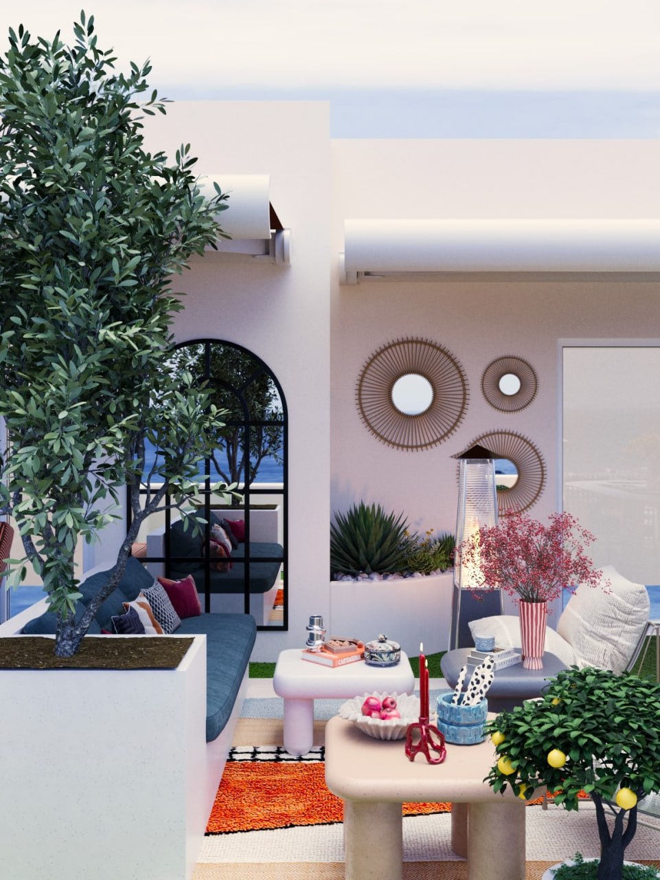 Colourful French Oceanview Terrace Design-1