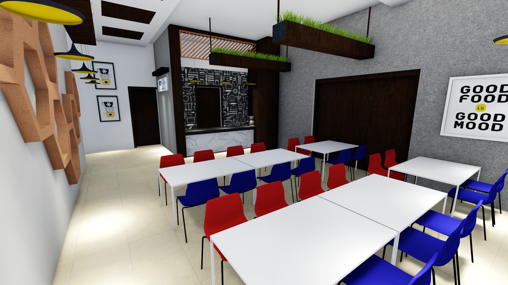 创意六边形百叶窗咖啡厅-18