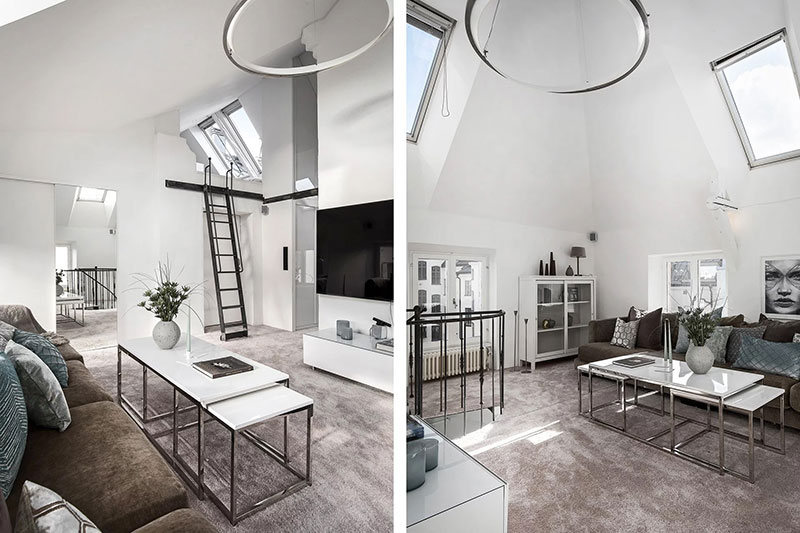 瑞典黑白双层公寓设计-18