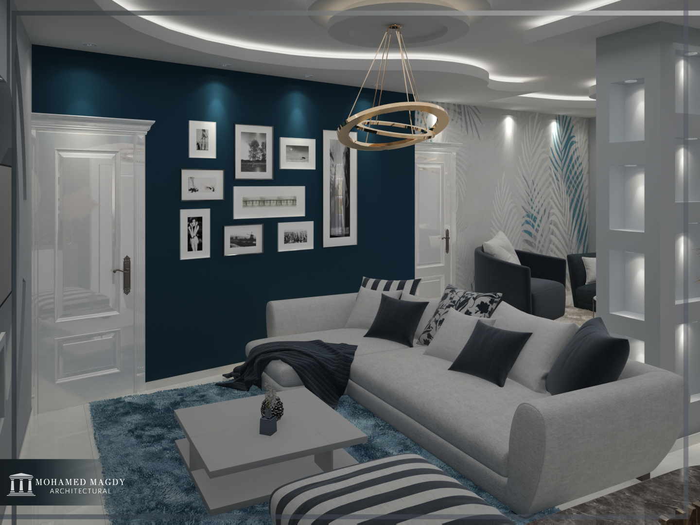 White and blue reception room-4