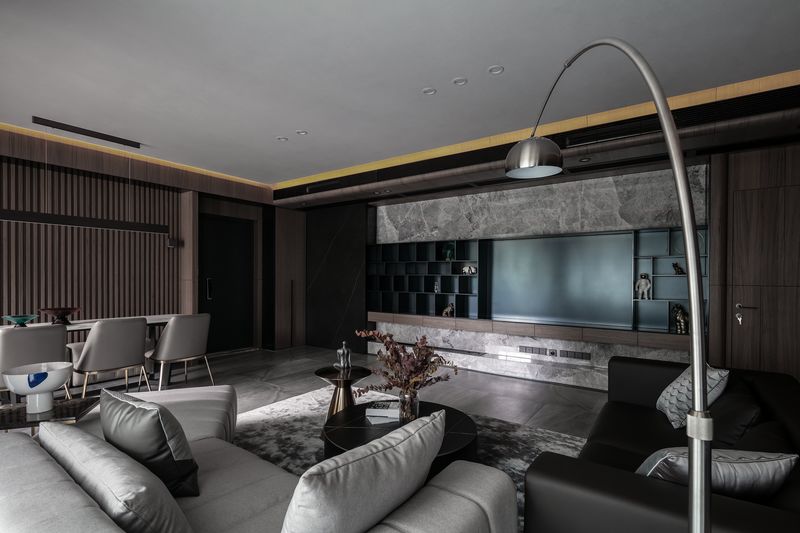 现代简约山语清晖，乐高模型与石材质感的空间对话-7