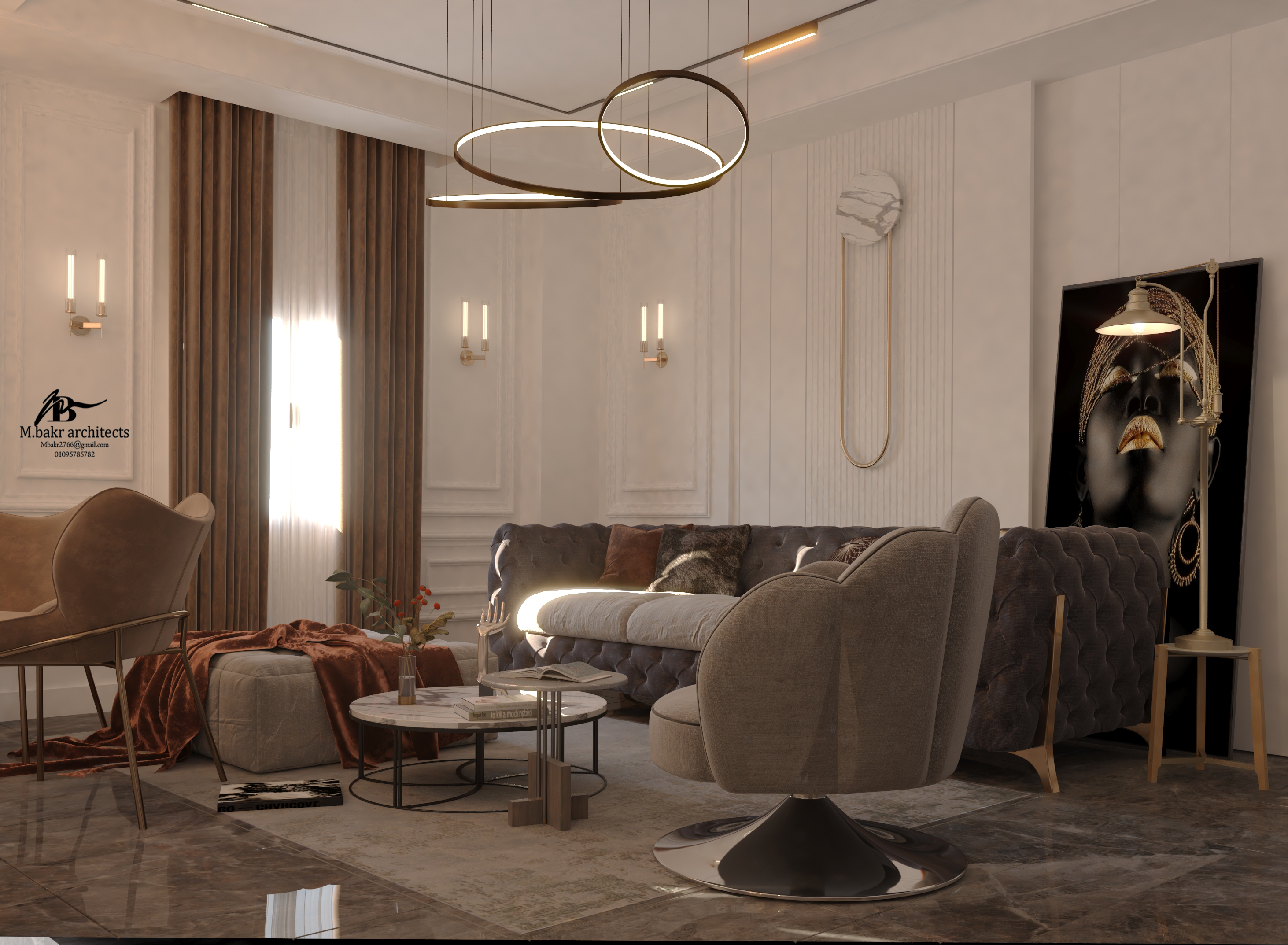 客厅室内设计丨mohamed bakr Architects-1