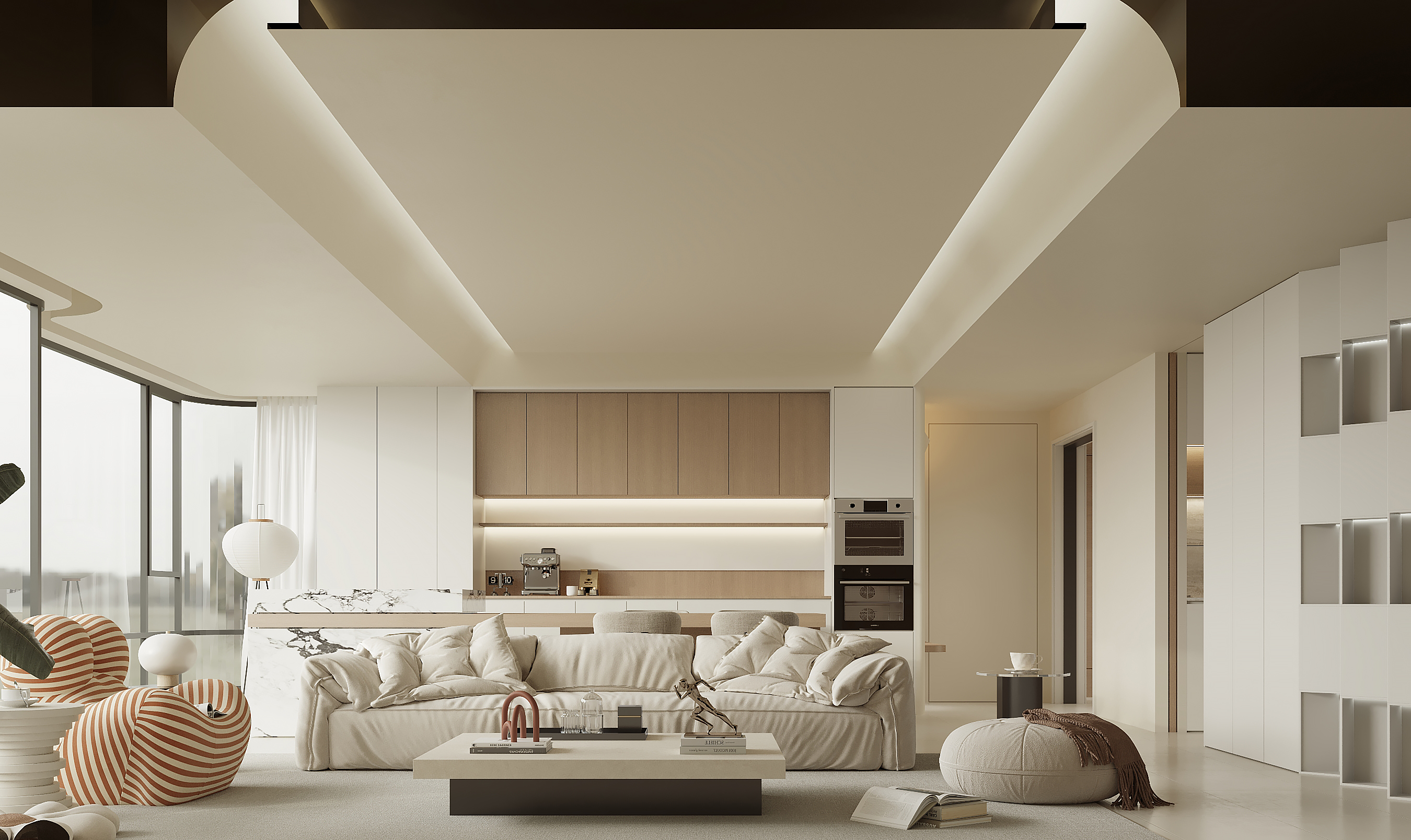 现代奶油风住宅设计-精装房改造项目-8