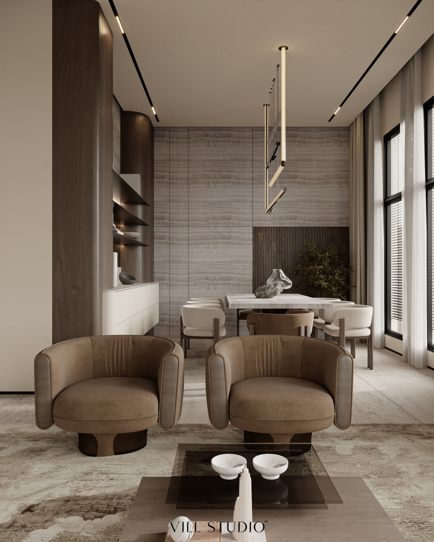 LUXURY VILLA LIVING & DINING INTERIOR DESIGN | KSA-17