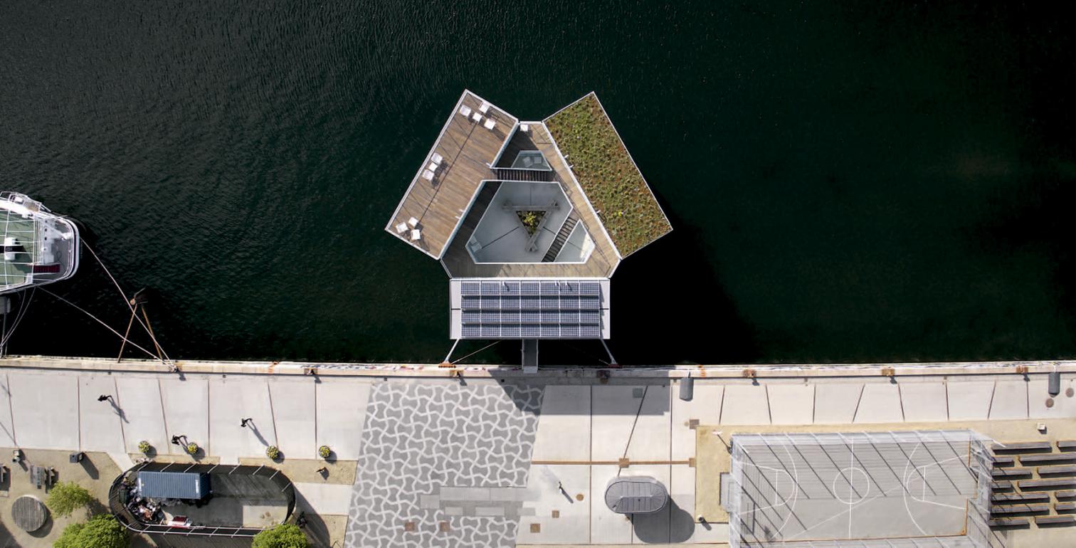 哥本哈根港口的绿色漂浮宿舍-13