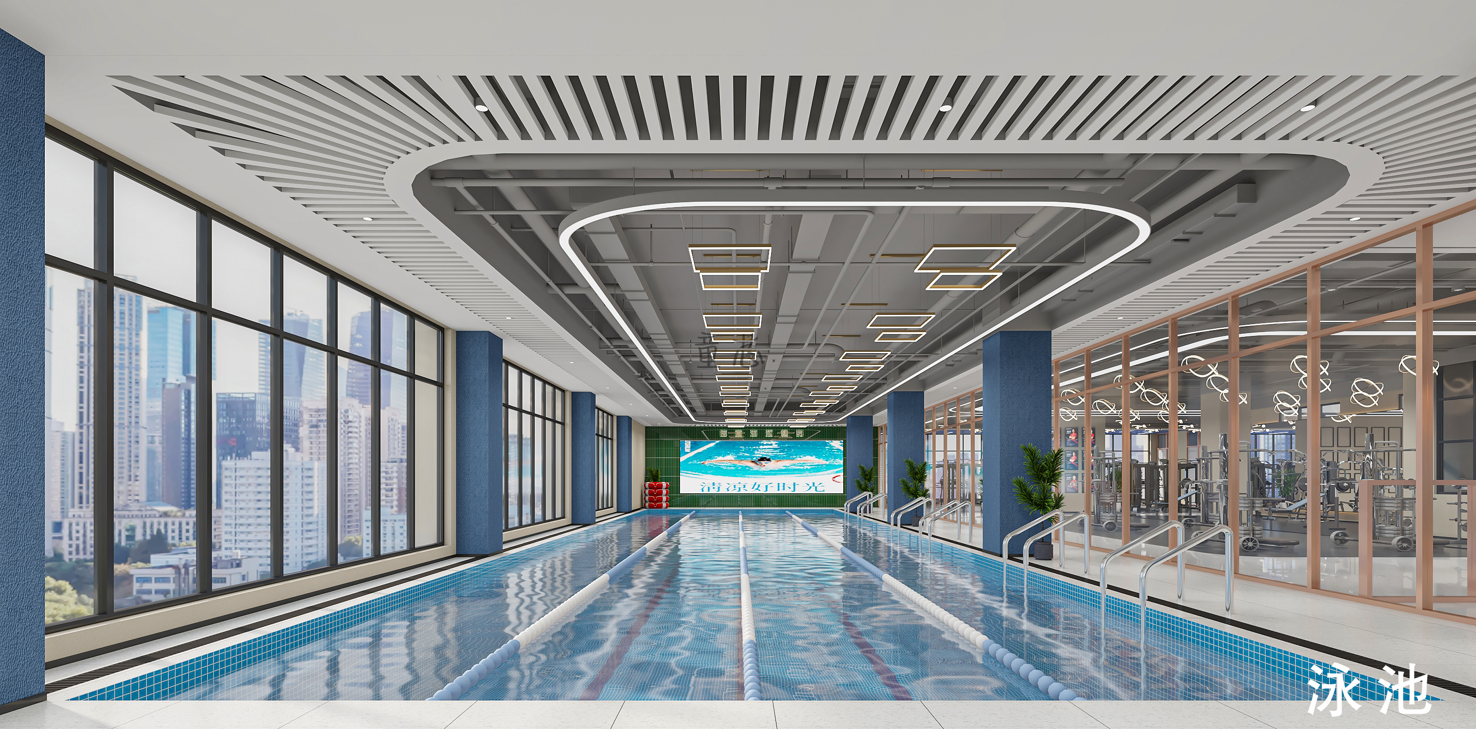 游泳池健身效果图-8