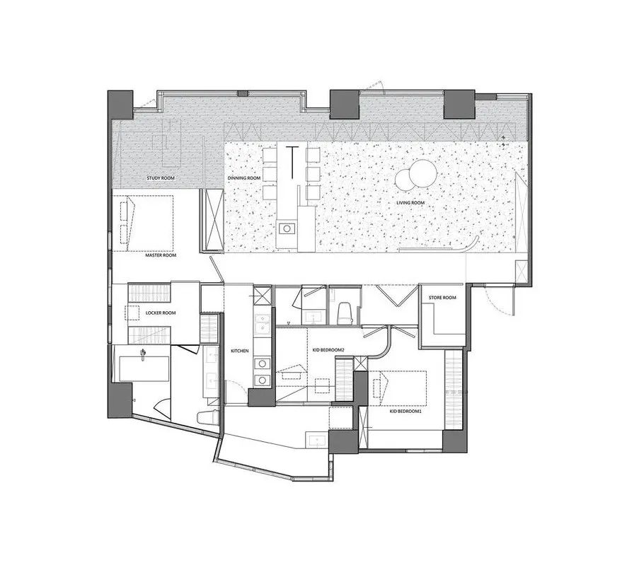 客厅变成大“广场”，139㎡可开可关的超大空间 | 虫点子新作-11
