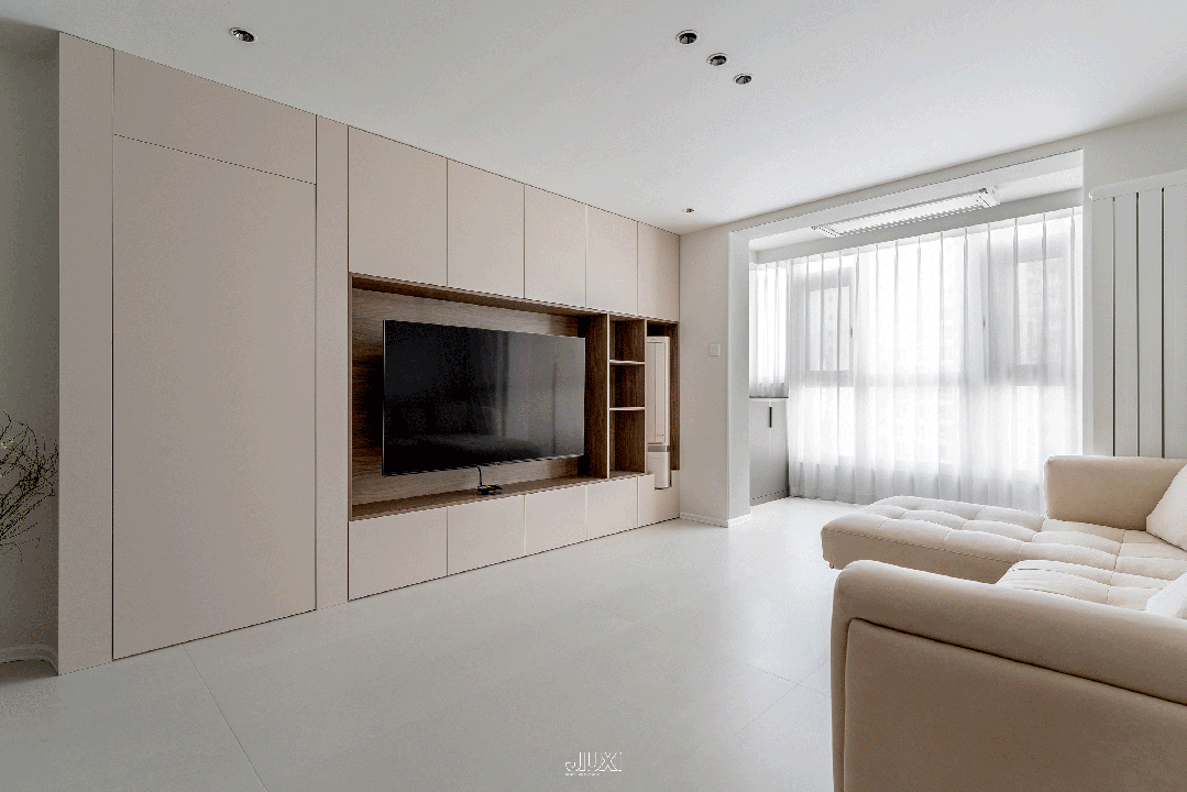 「原创案例」同色系的高级感,可以折叠的厨房解锁光影流动-19