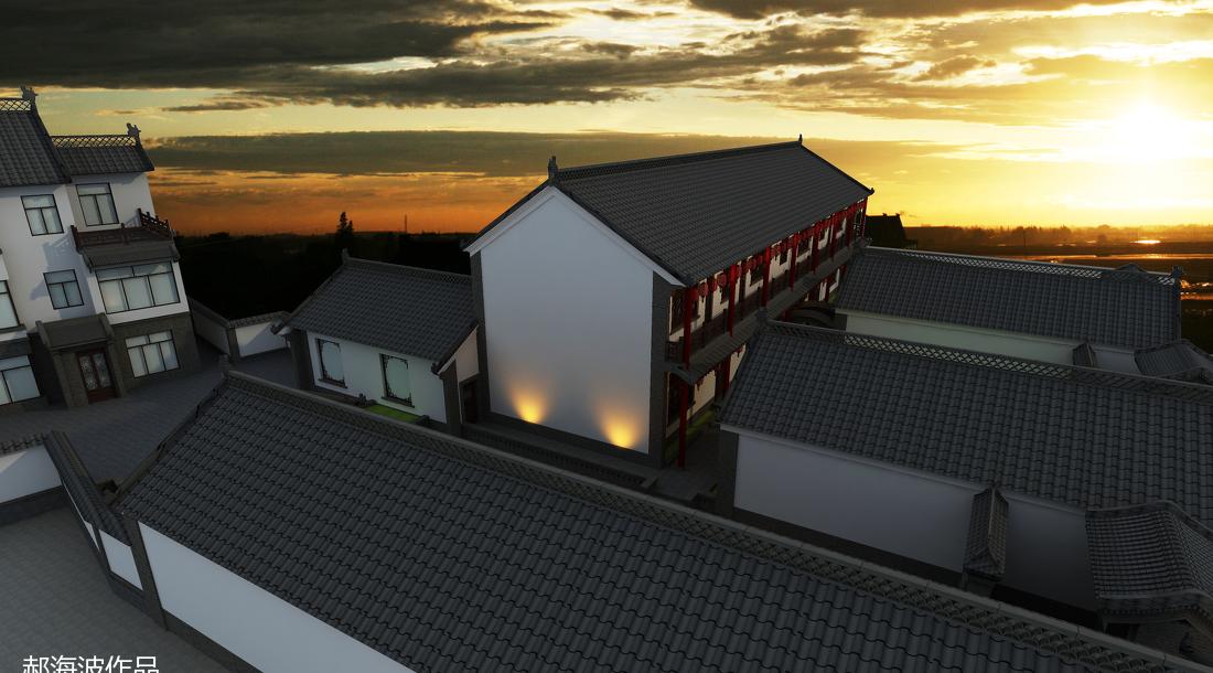 
五原中式建筑风格 饭店及别墅 -5