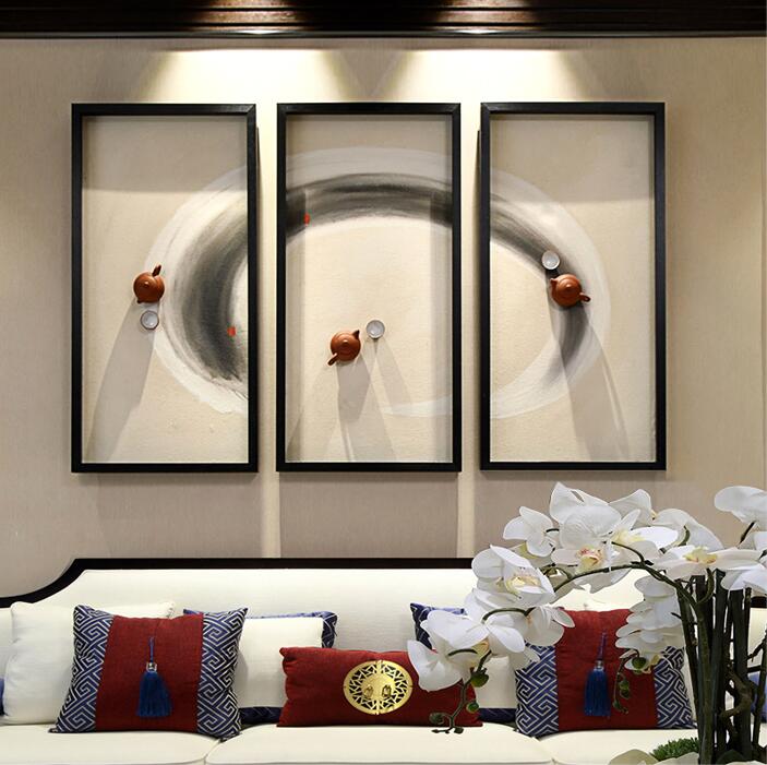 新中式禅意立体装饰画客厅玄关卧室沙发床头背景墙软装样板房挂画-4