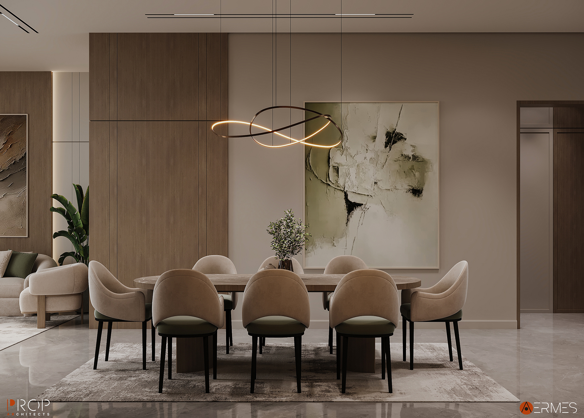 现代室内设计；现代室内装饰风格 （注：现代室内表意较宽泛，如果结合具体语境，这里INTERIORS更可能是指室内设计或装饰风格等概念） 丨沙特阿拉伯丨PROP & AERMES ARCHITECTS-15