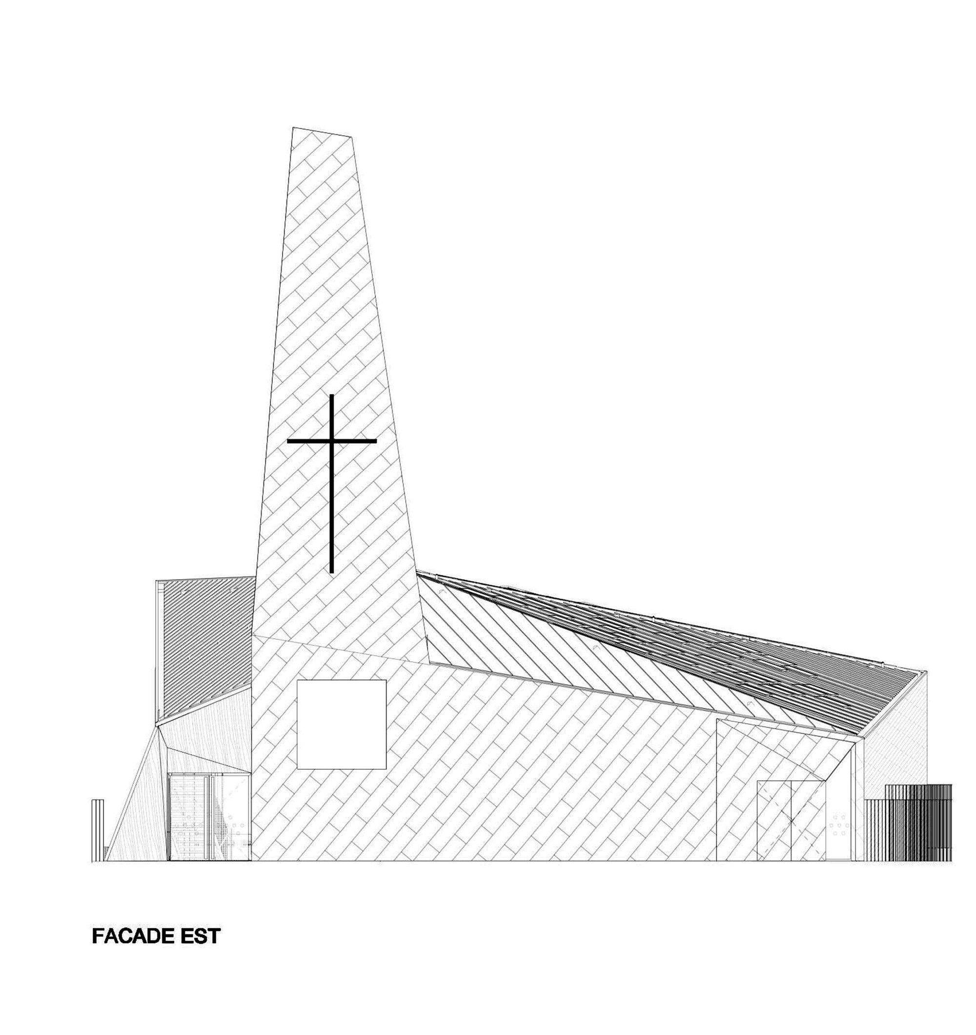 折叠 zinc 外壳中的宁静圣所——法国 Ensemble Pastoral Catholique 教堂设计-55