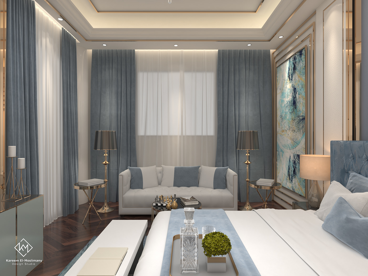 Anastasiya Gushchina丨平层丨Luxurious Neo-Classic Master Bedroom Design-4