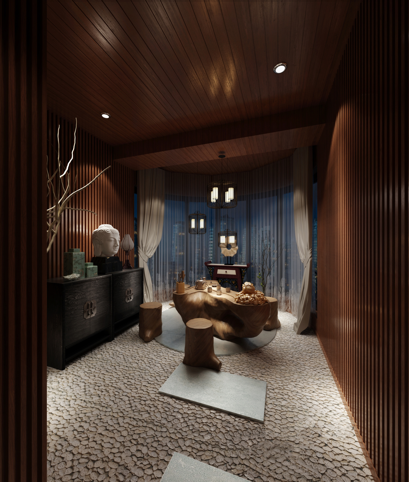 新中式 中式古典 奢华家装别墅样板房-3-32