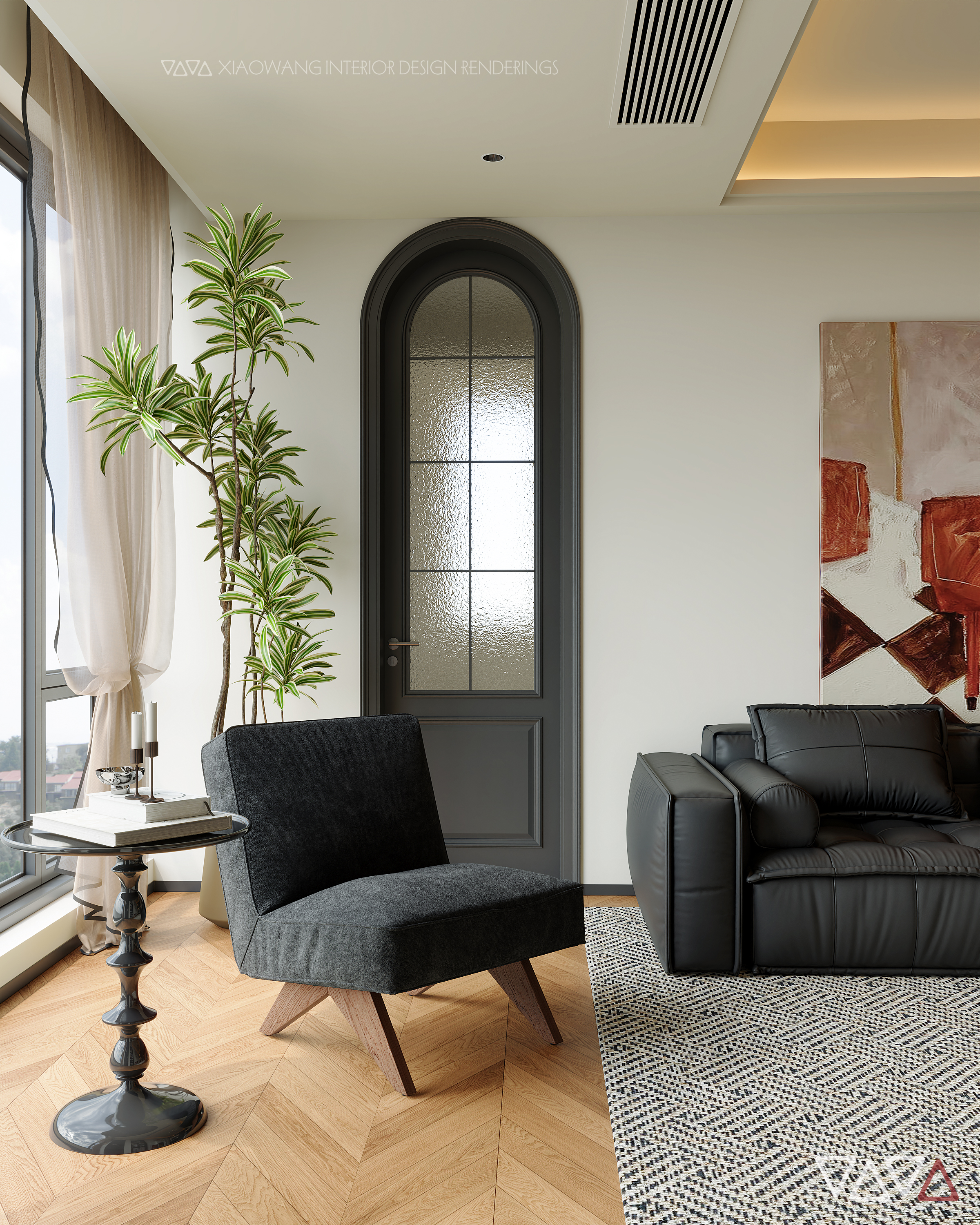 法式中古风客餐厅效果图-9