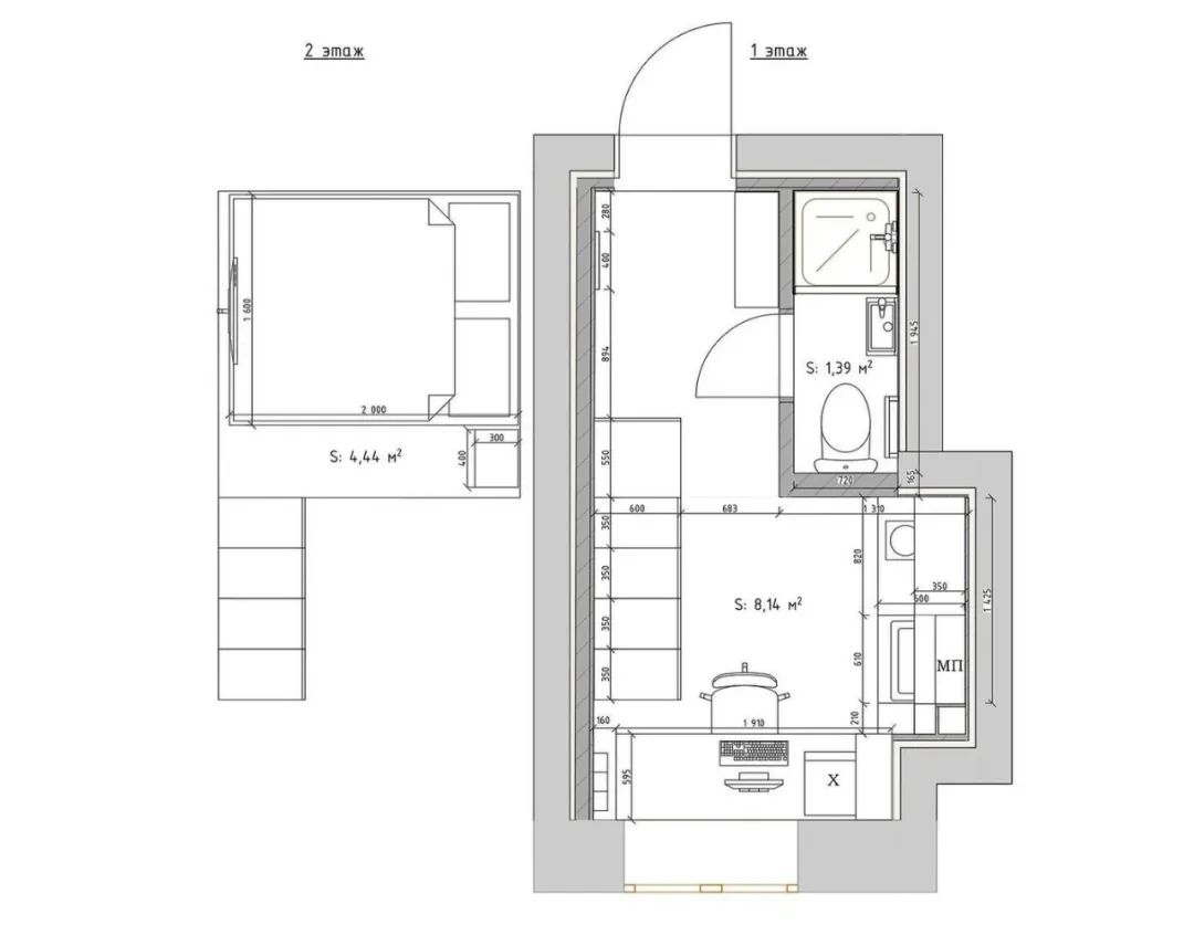 14㎡迷你型公寓设计丨Polina Andreeva-10