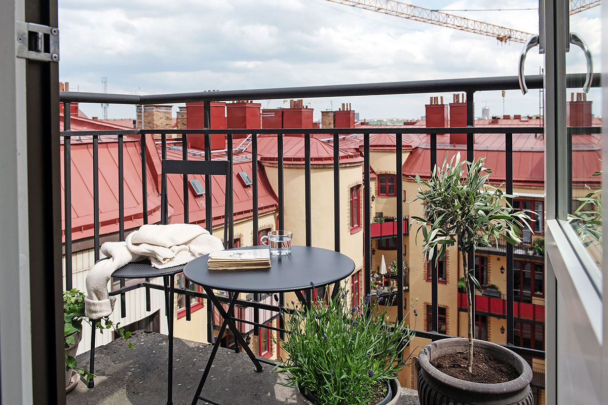 瑞典 71 平米绿色厨房不规则公寓设计-25