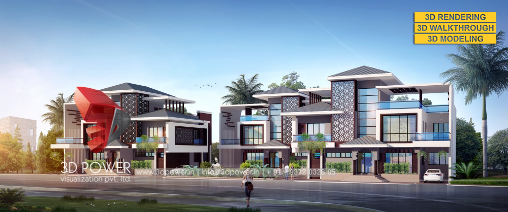 bungalow architectural rendering top 3d walkthrough rendering-0