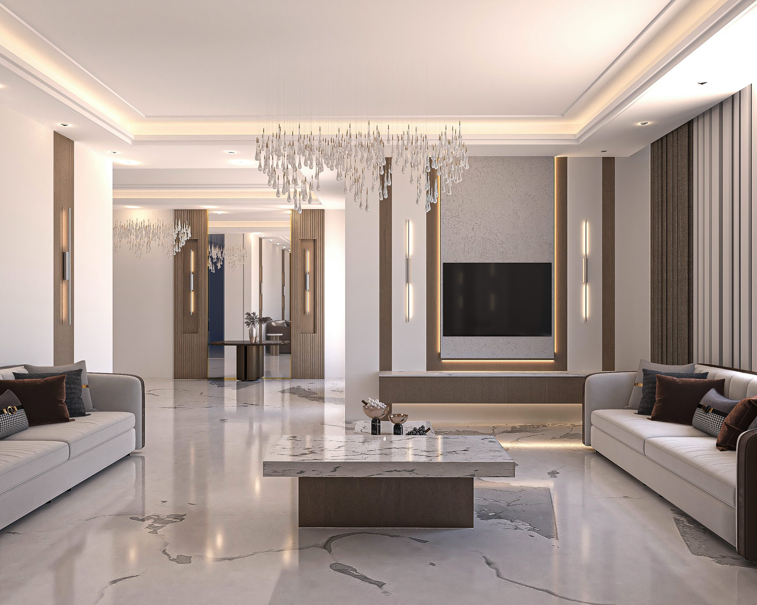 迪拜别墅会客厅及入口室内设计丨阿联酋迪拜-3
