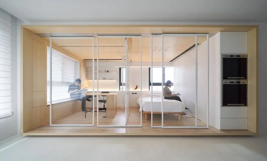 50㎡两居室小宅,弹性利用空间,打造充满变化的盒中盒 | 虫点子设计-34