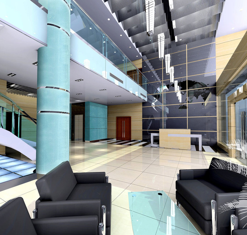 办公楼大厅 写字楼大厅设计案例效果图2-2