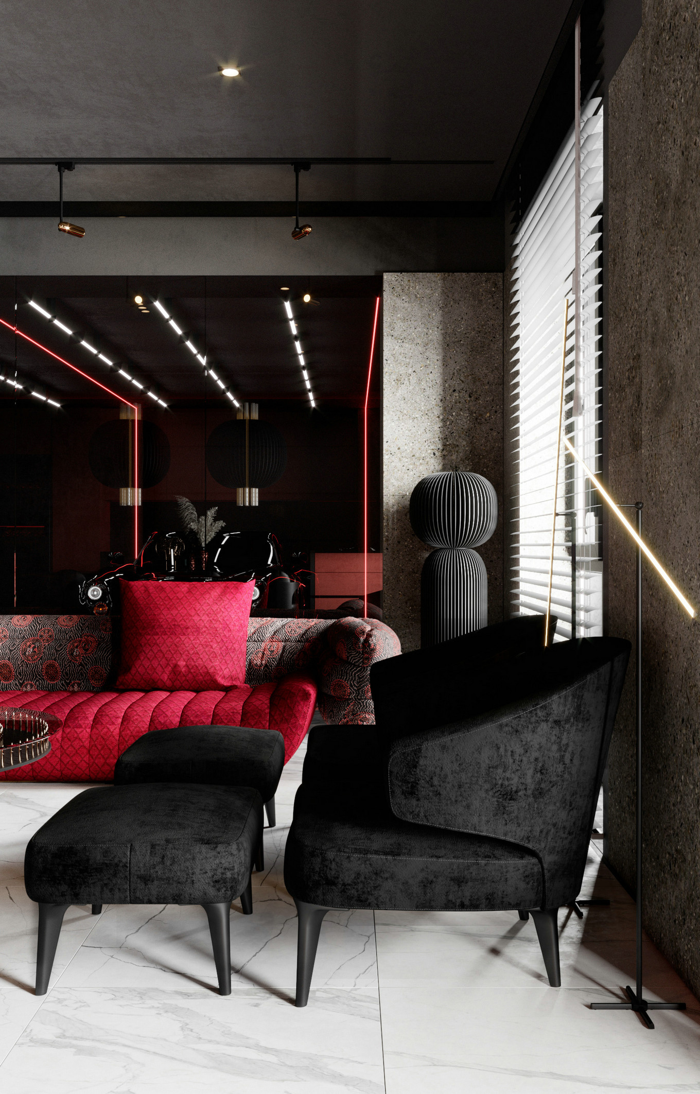 黑红色系遇上黄铜装饰，超炫的效果展示-8