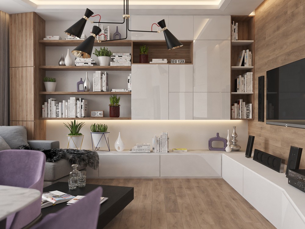 27㎡客厅,厨房和餐厅一体化空间设计丨设计师 Евгений Глазов-14