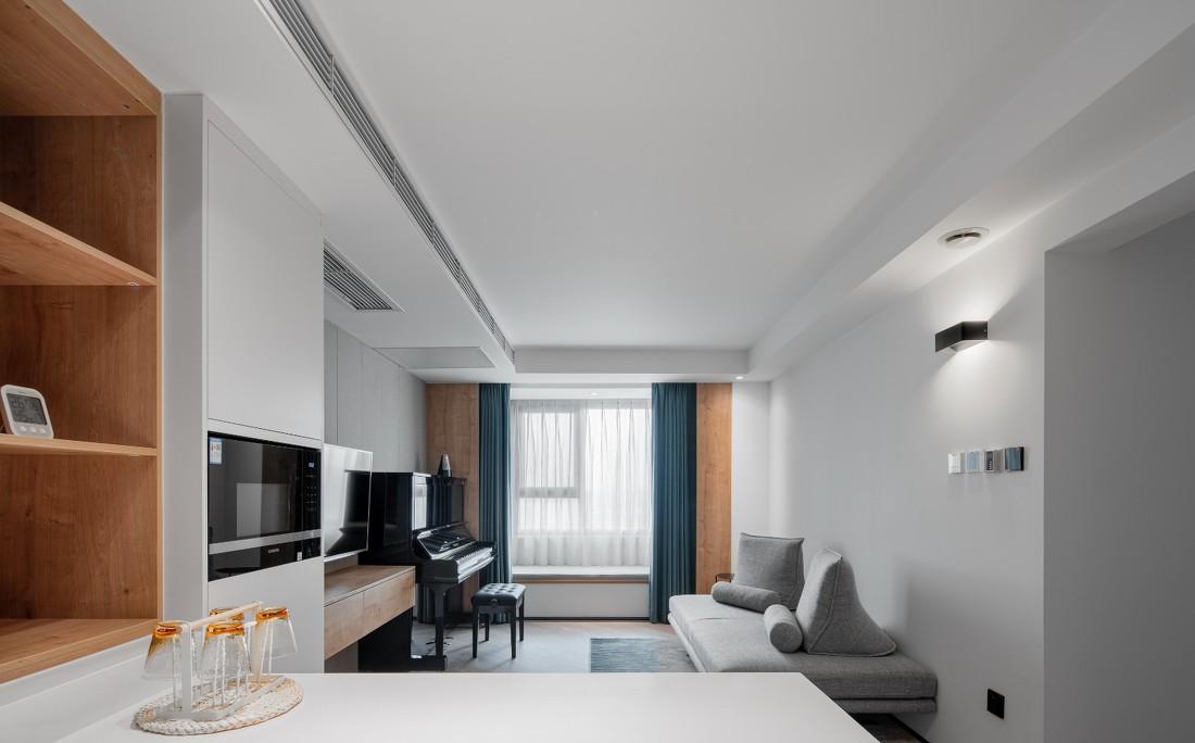 简约黑白灰,138㎡单身男士的现代家居设计-6