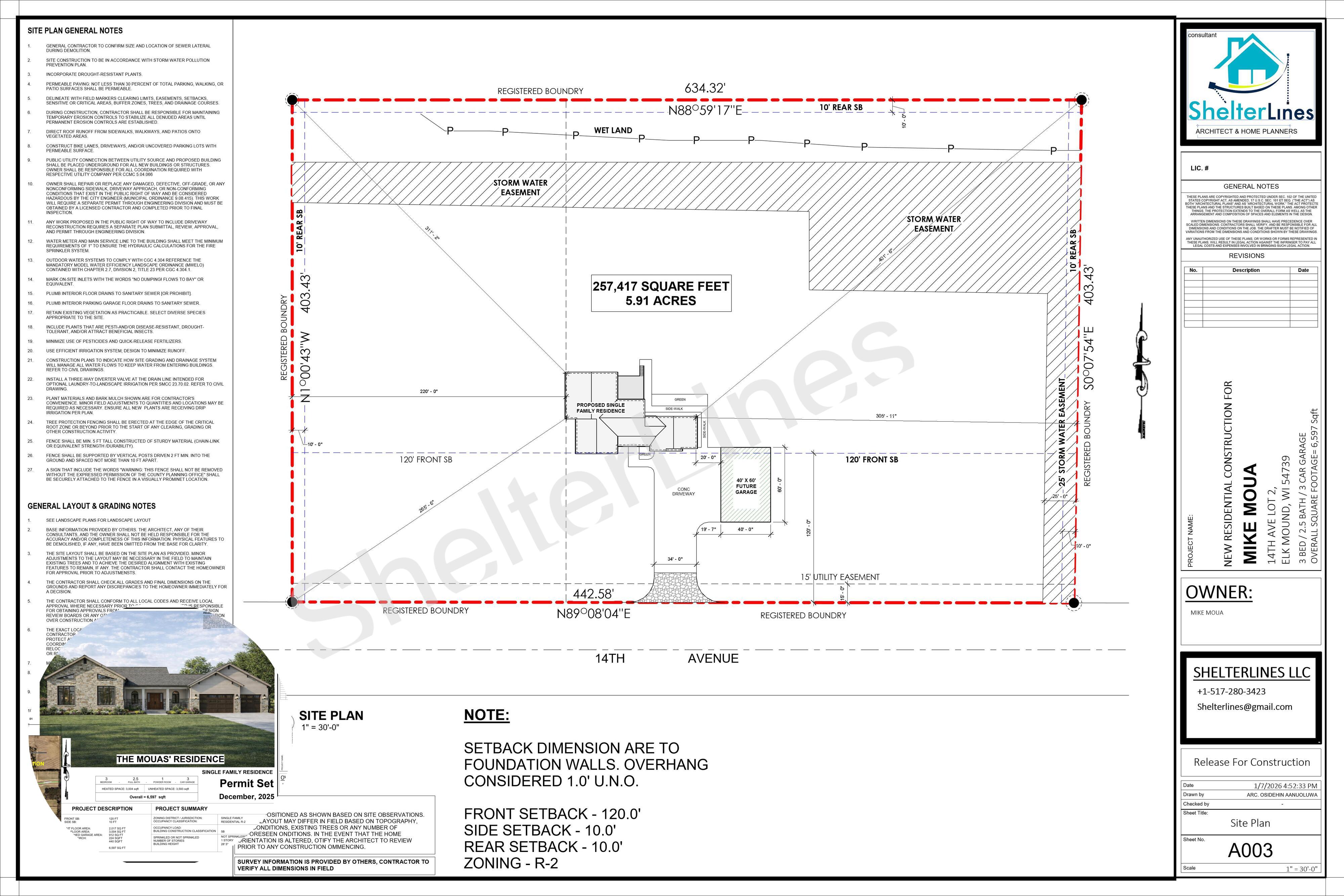 PERMIT PLAN FOR 6,500 SQFT CUSTOM HOME, ELK MOUND, WI-3